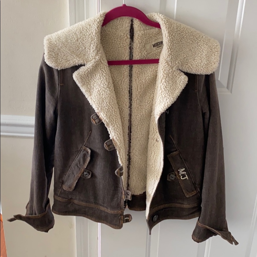 Moschino jeans warm jacket with faux fur inside